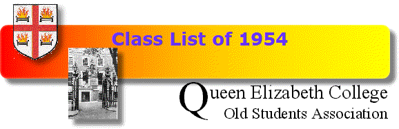 Class List of 1954