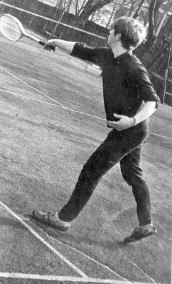 R Crowther on the tennis court 1965