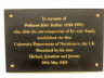 Prof Yudkin Memorial plaque